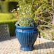 image 1 of Primrose Rib Textured Glazed Terracotta Round Planter In Glossy Royal Blue 65cm