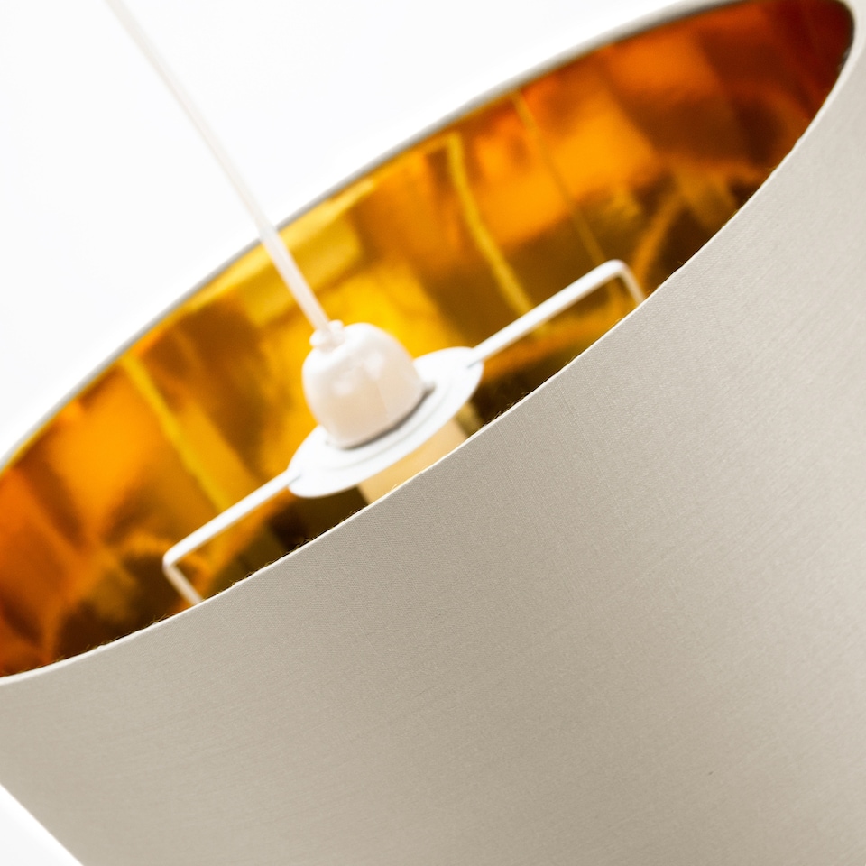 image 1 of Contemporary Cream Cotton 14 Table/Pendant Lamp Shade with Shiny Copper Inner | Cream