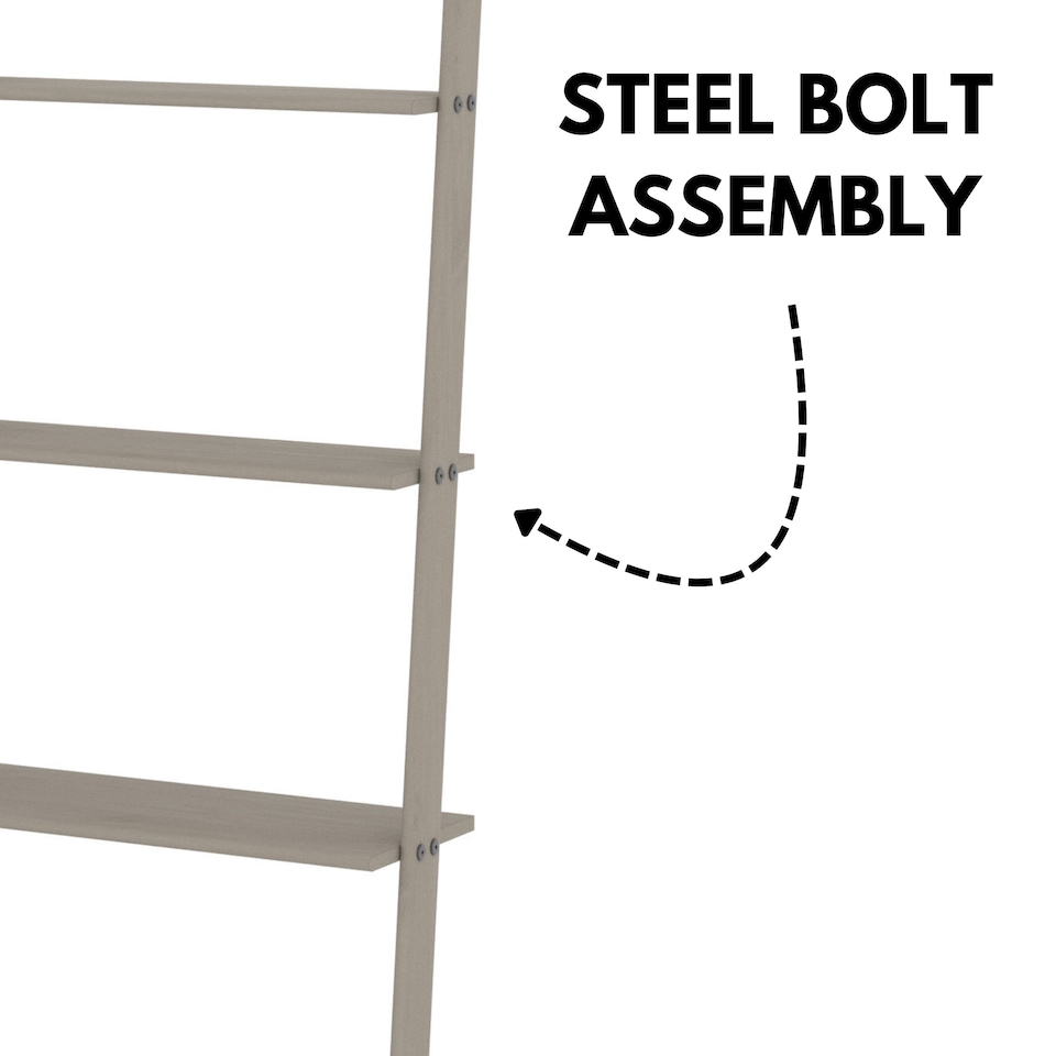 image 1 of Corona Grey Ladder 5 Shelf Unit - Grey Wax Finish with Multi-Depth Shelving and Versatile Storage | Grey | Grey Wax | One Size | 1
