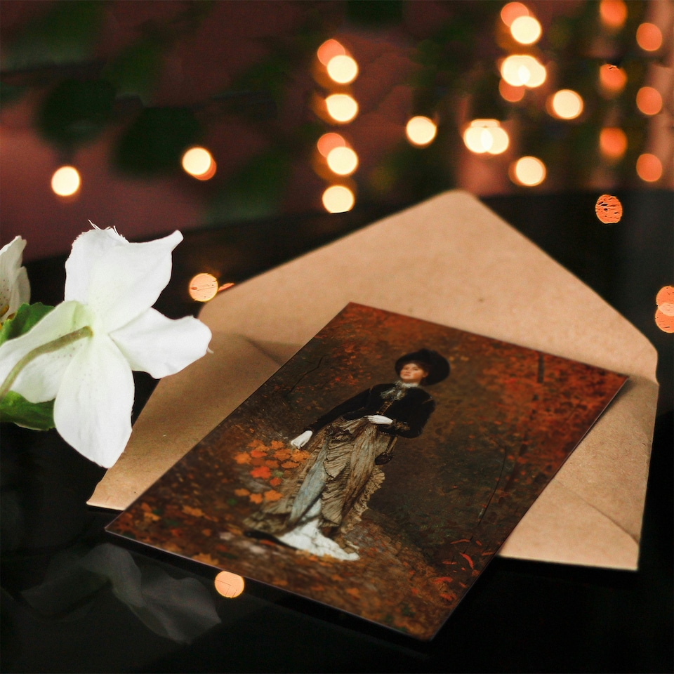 image 1 of Winslow Homer Art Card Autumn Oil Painting Woman Portrait