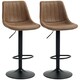 image 1 of HOMCOM Set Of 2 Microfibre Retro Tub Bar Stools Metal Frame Footrest Seat Brown
