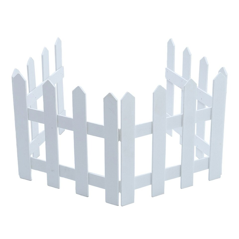 image 1 of Living and Home Wooden Christmas Tree Picket Fence for Decoration - White