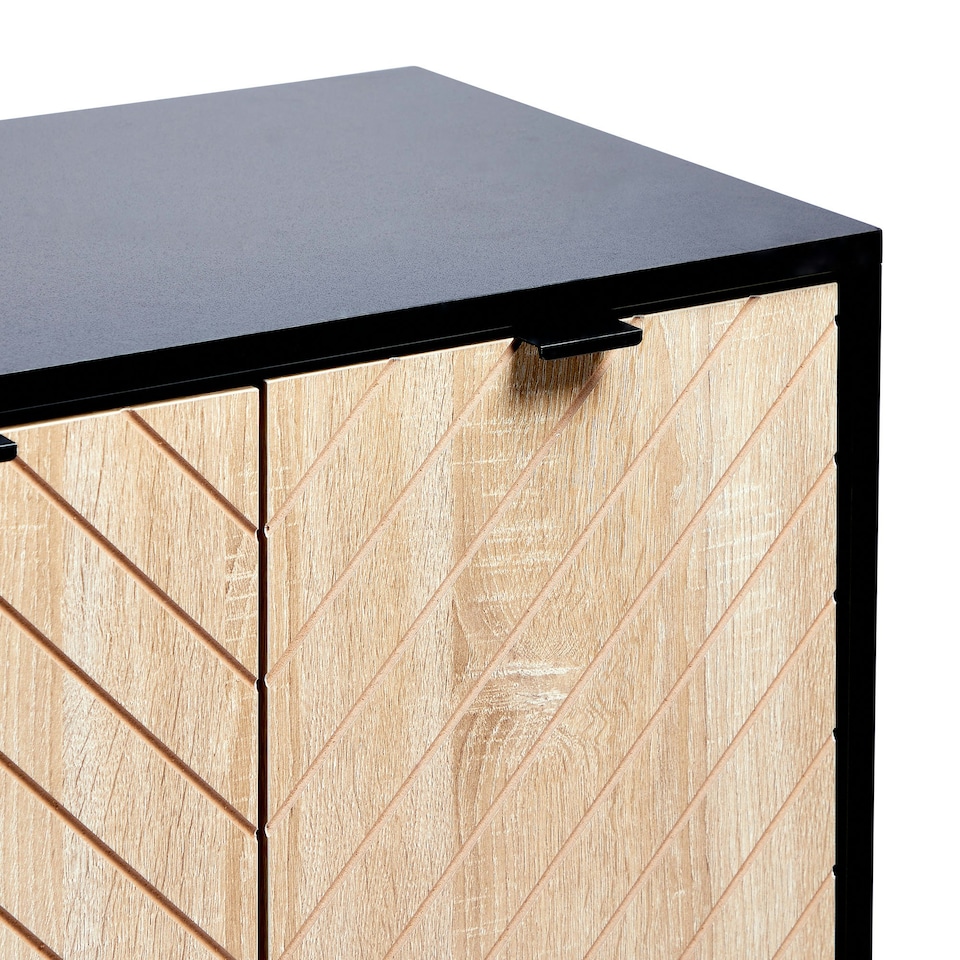 image 1 of VonHaus Industrial Sideboard Storage Cabinet, 4 Doors & 4 Shelves Black