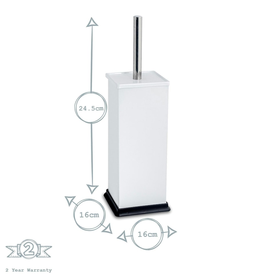 image 1 of Harbour Housewares Square Toilet Brush & Bin Set - White White