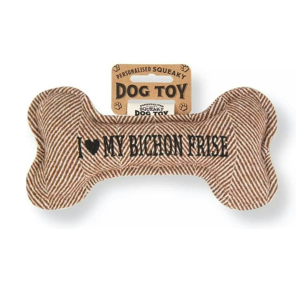 image 1 of History & Heraldry Pre-Personalised Squeaky Bone Dog Toy -  Bichon Frise
