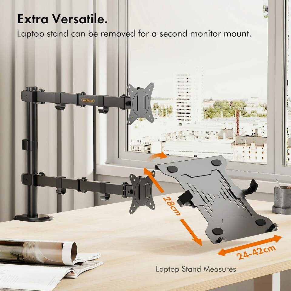 image 1 of VonHaus Monitor Stand with Laptop Tray for 13-32" Screen