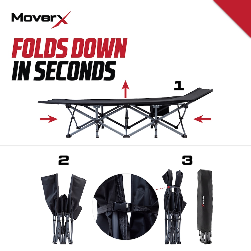 image 1 of MoverX Folding Camping Bed Single with Thick Mattress, 160kg