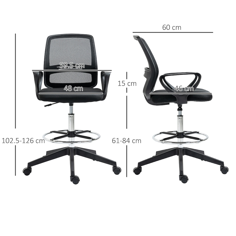 image 1 of Vinsetto Draughtsman Chair Tall Office Chair with Adjustable Height