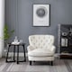 image 2 of Living and Home Classic Buttoned Back Linen Armchair - Off White