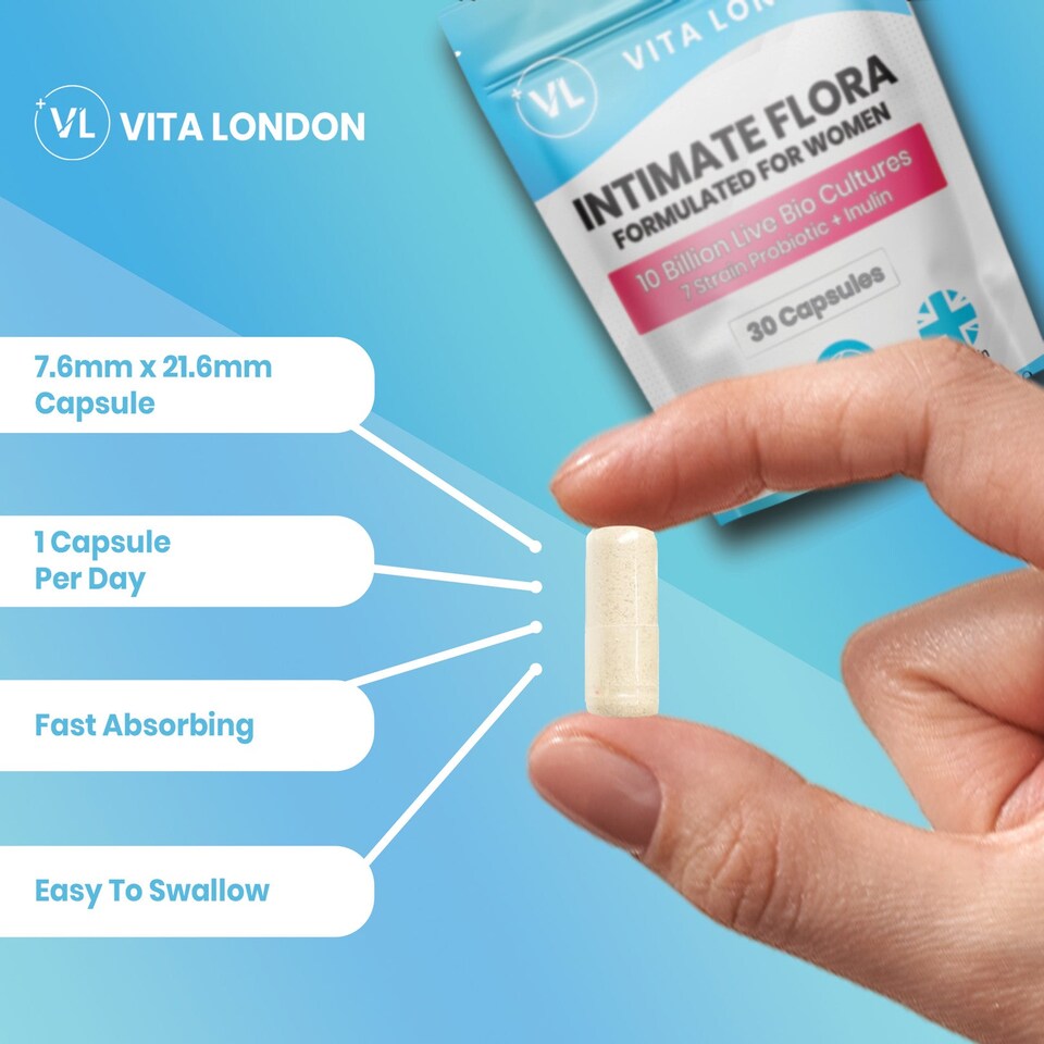 image 1 of Intimate Flora Capsules - 7 Strain Probiotics For Women - 10 Billion CFU - 30 Capsules