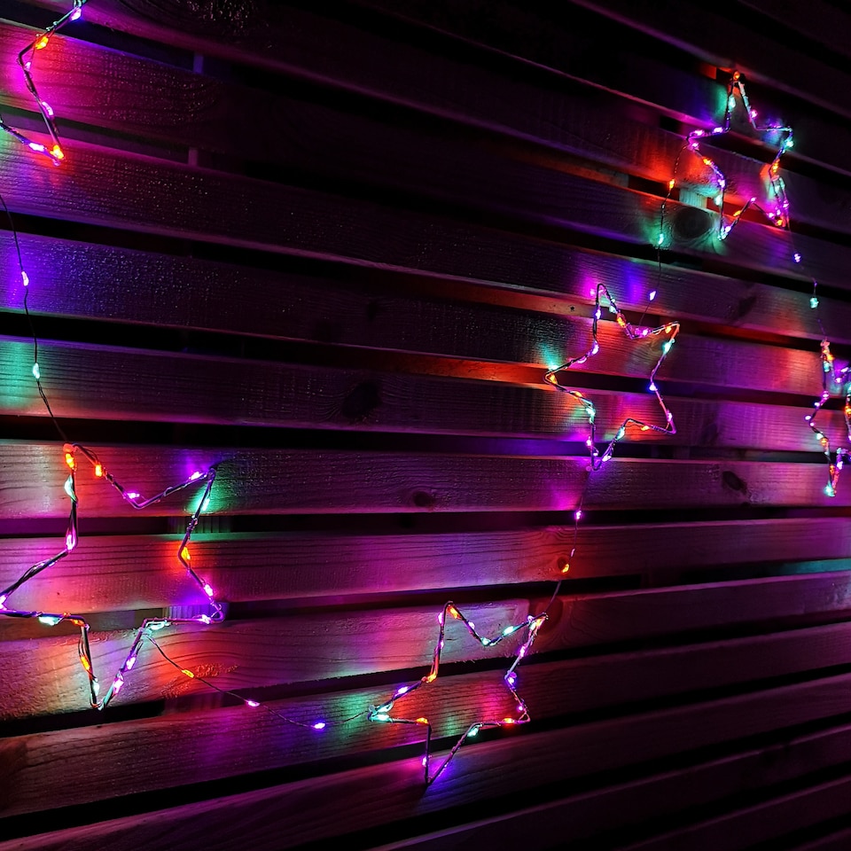 image 1 of 2.6m Set of 10 Star Curtain Lights 227 Rainbow LEDs Microbrights String Lights