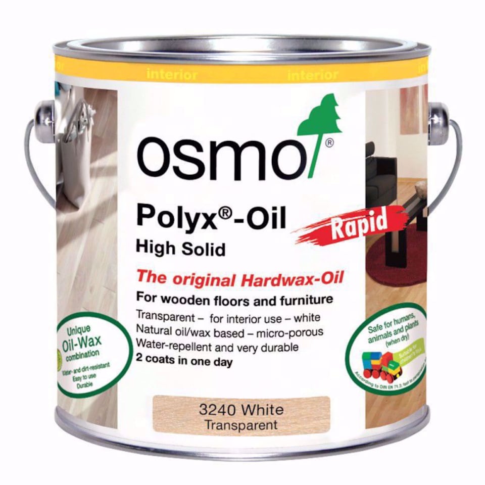 Osmo Polyx Oil Rapid Hardwax Wood Finish - 3240 - White 750ml
