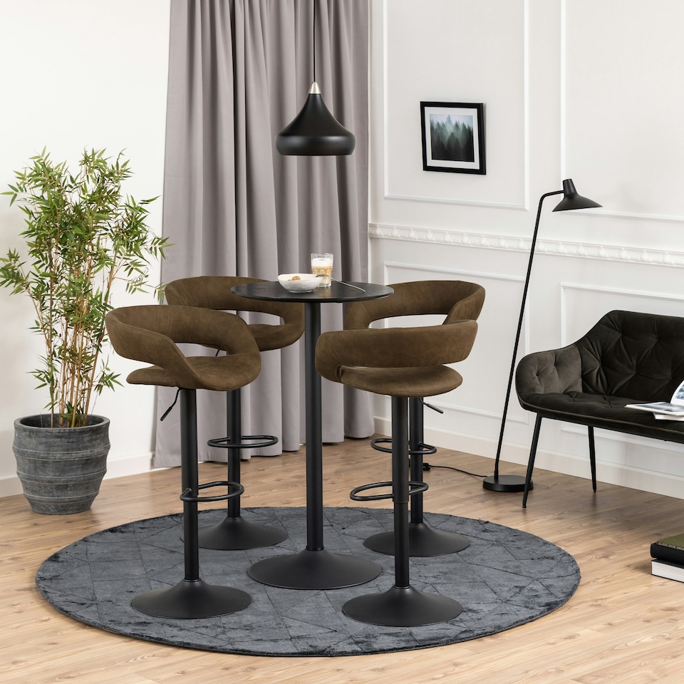 image 1 of Ibiza Tall Round Bar Table with Black Ash Top and Matt Black Base