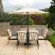 image 4 of Hectare 6 Seater Garden Furniture Glass Table Dining Set and Parasol Beige