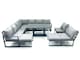 image 1 of Fimous 11 Seater Outdoor Aluminum Garden Furniture Set Corner Sofa 2 Big Footstools Rising Lifting Dining Table Sets Dark Grey