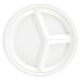 image 1 of White Round 3 Compartment Compostable Bagasse Plates 26cm - Pack of 125