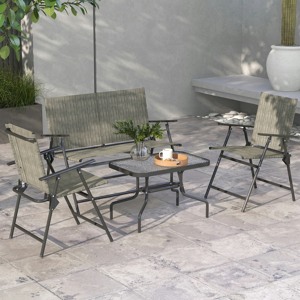 image 1 of Outsunny Patio Furniture Set, Garden Set w/ Table, Foldable Chairs, a Loveseat
