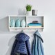 image 3 of Coat Hook Wall Mounted Unit 2 Open Shelves 4 Robe Hooks Bathroom Hallway | White