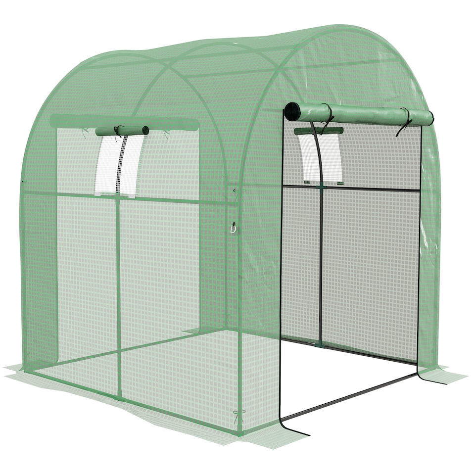 image 1 of Outsunny 1.8 x 1.8 x 2m Polytunnel Greenhouse with Doors and Mesh Windows