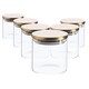 image 1 of Argon Tableware Glass Storage Jars - Gold Lid - 550ml - Modern Round Scandi Organisation Container Glass Jar - Set of 6