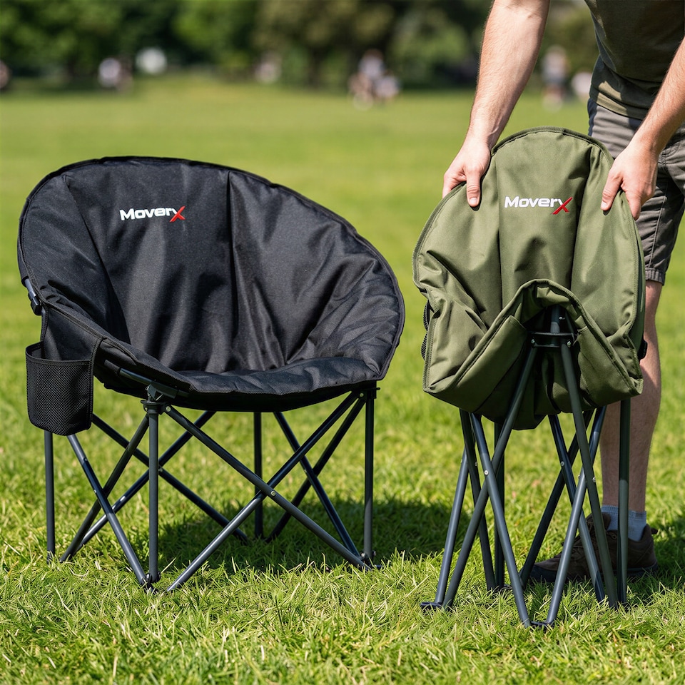 image 1 of Lightweight Moon Camping Chair - Capacity 150kg, Black