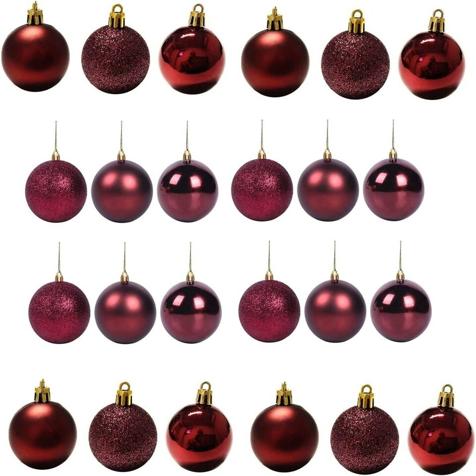 image 1 of Burgundy Baubles 6CM 6PCS Set