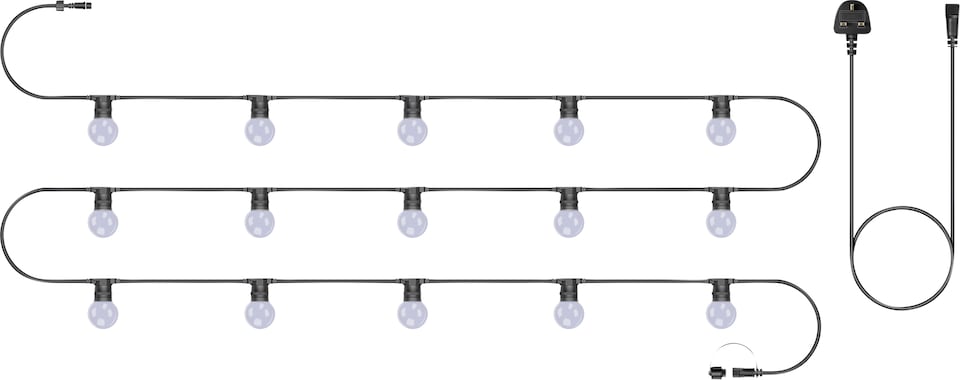 image 1 of Festoon Black Rubber IP65 5m/15x2w Cool White Opaque lamps
