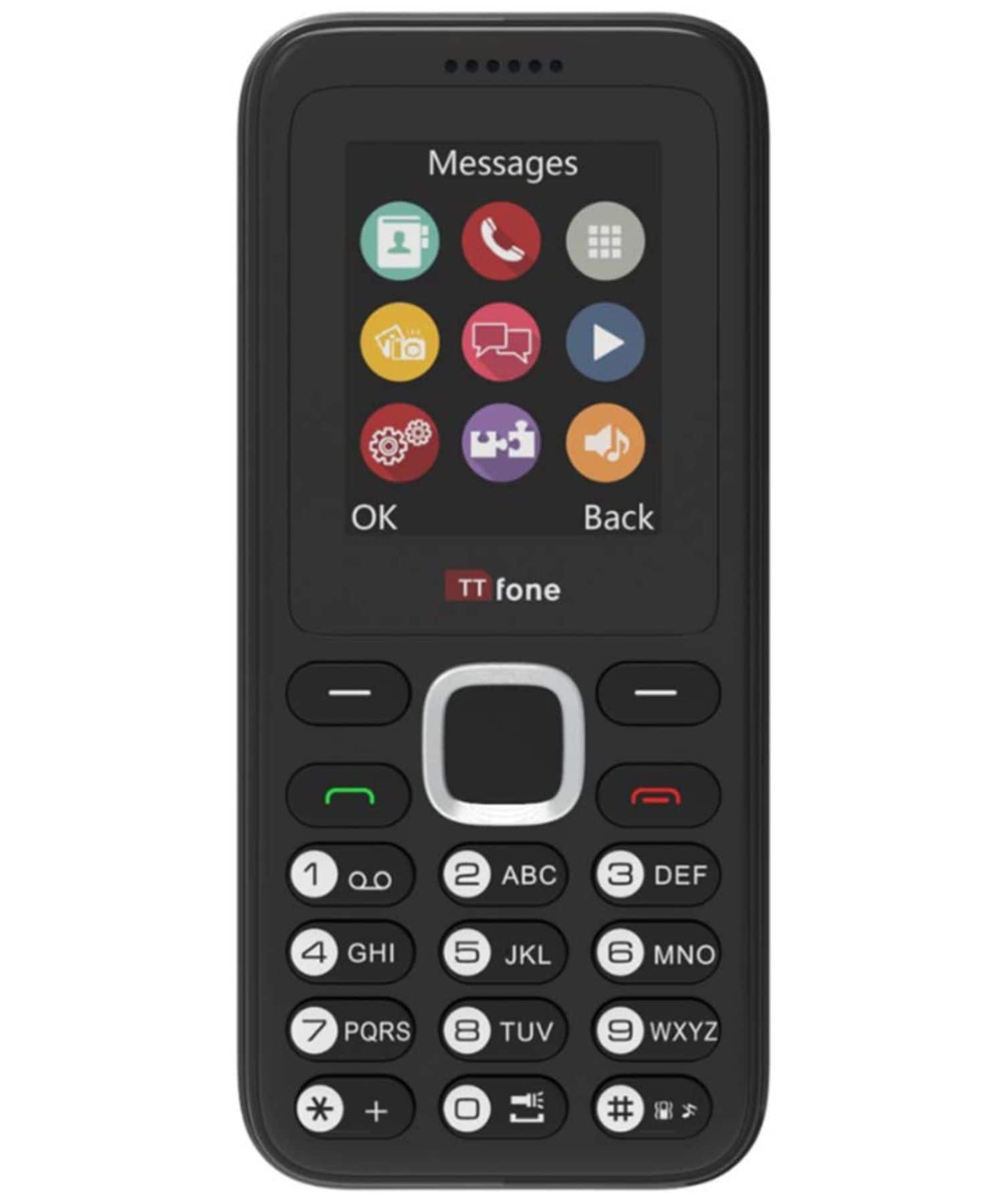 TTfone TT150 Unlocked Basic Mobile Phone with Long Battery Life and Dual Sim Black - O2 Pay as you go