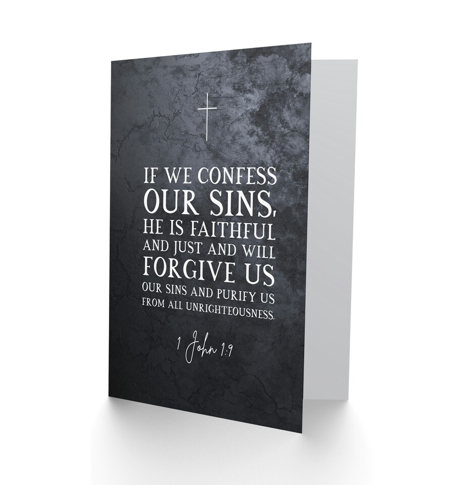 image 1 of John 1:9 Confess He Is Faithful Just Forgive Bible Verse Christian Card