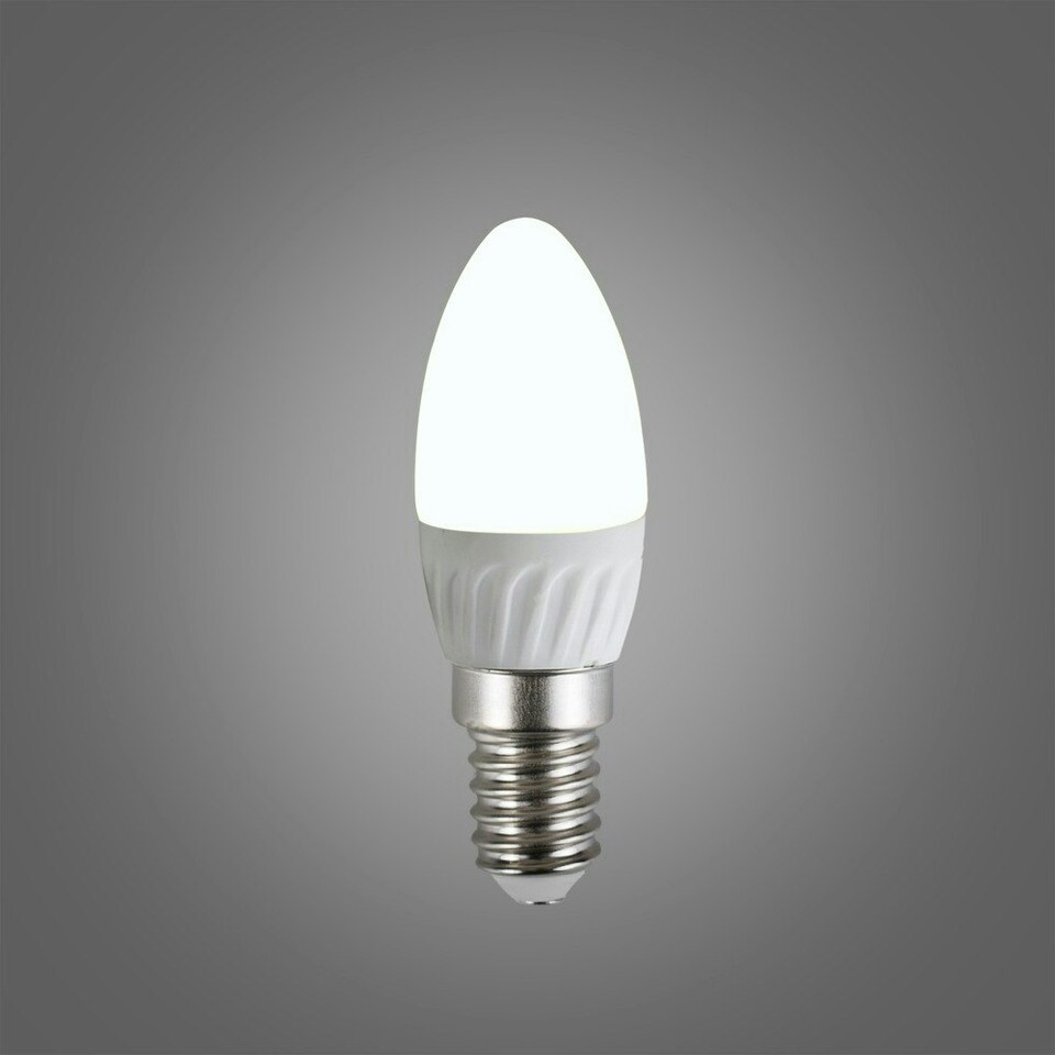 image 1 of ValueLights 10 Pack E14 White Plastic Candle LED 4W Cool White 6500K 400lm Light Bulb