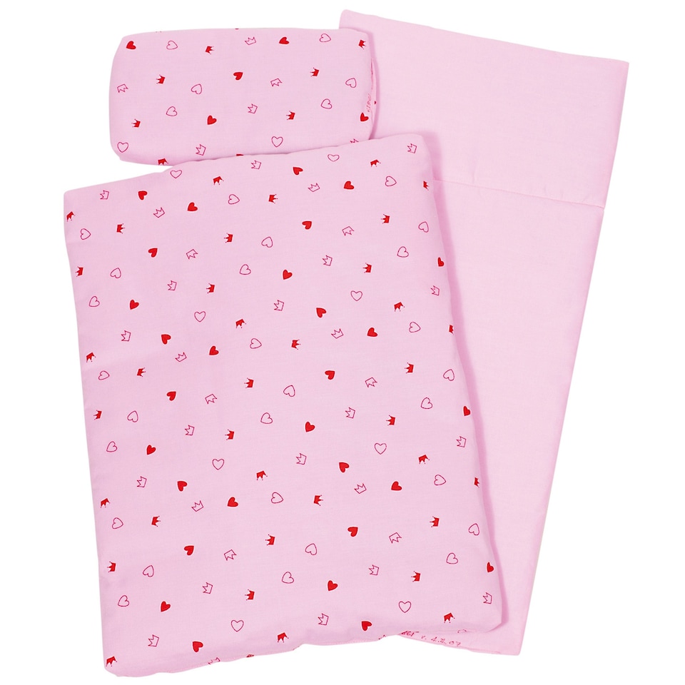 Goki 3 Piece Hearts and Crowns Bedding Set For Dolls House