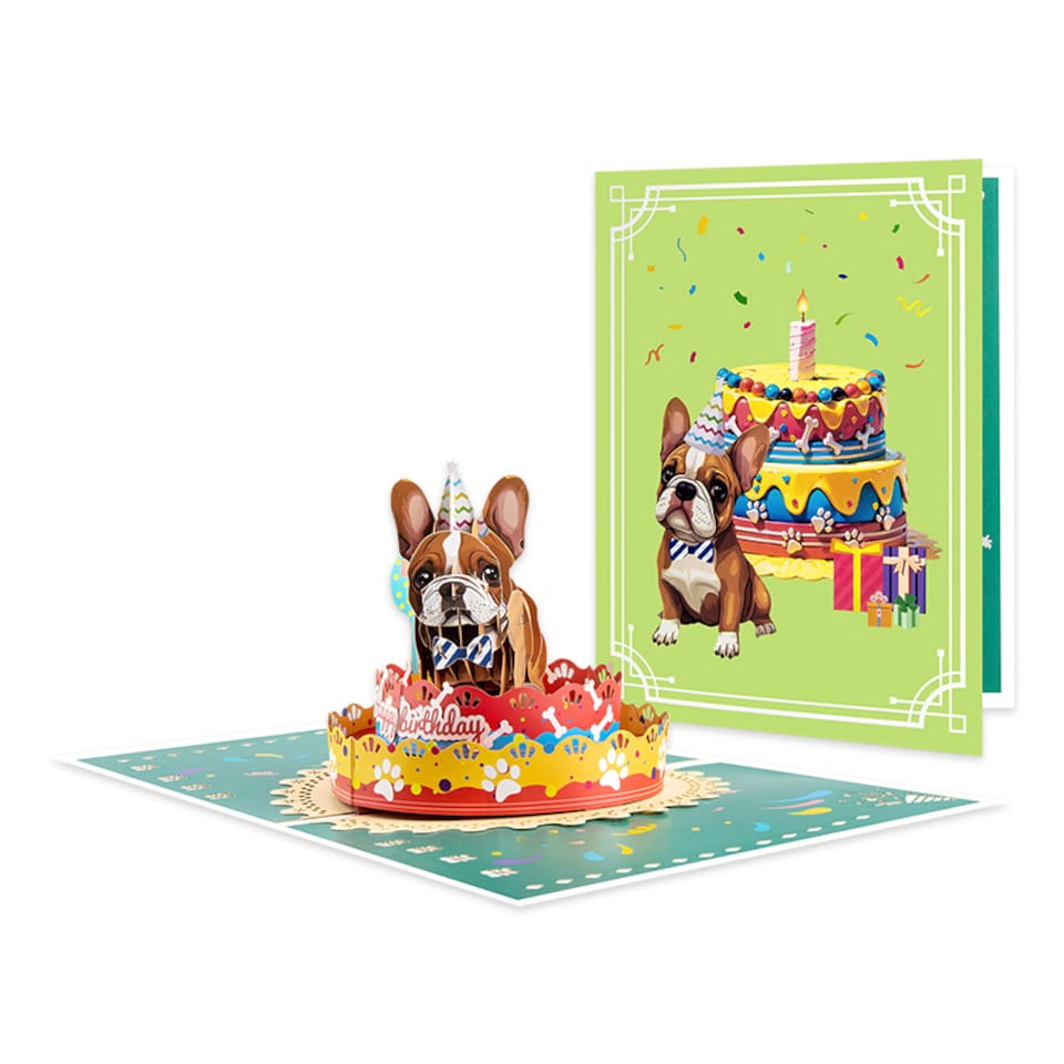 image 1 of Pawty Time 3D Dog On a Cake Pop Up Birthday Card