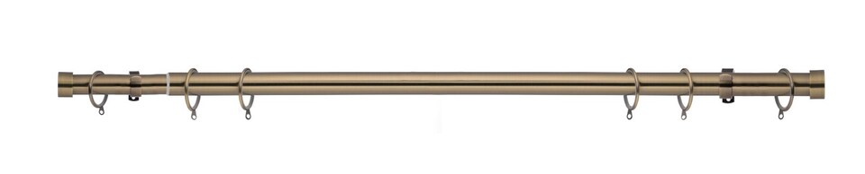 image 1 of Lister Cartwright 28mm Antique Brass Extendable Metal Curtain Pole Set Rings with Stopper Finial (120 - 350 cm)