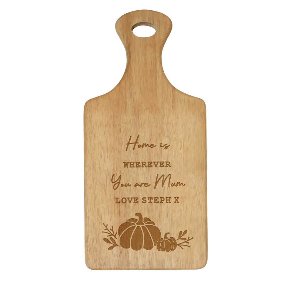 image 1 of Personalised Pumpkin Paddle Chopping Board Brown
