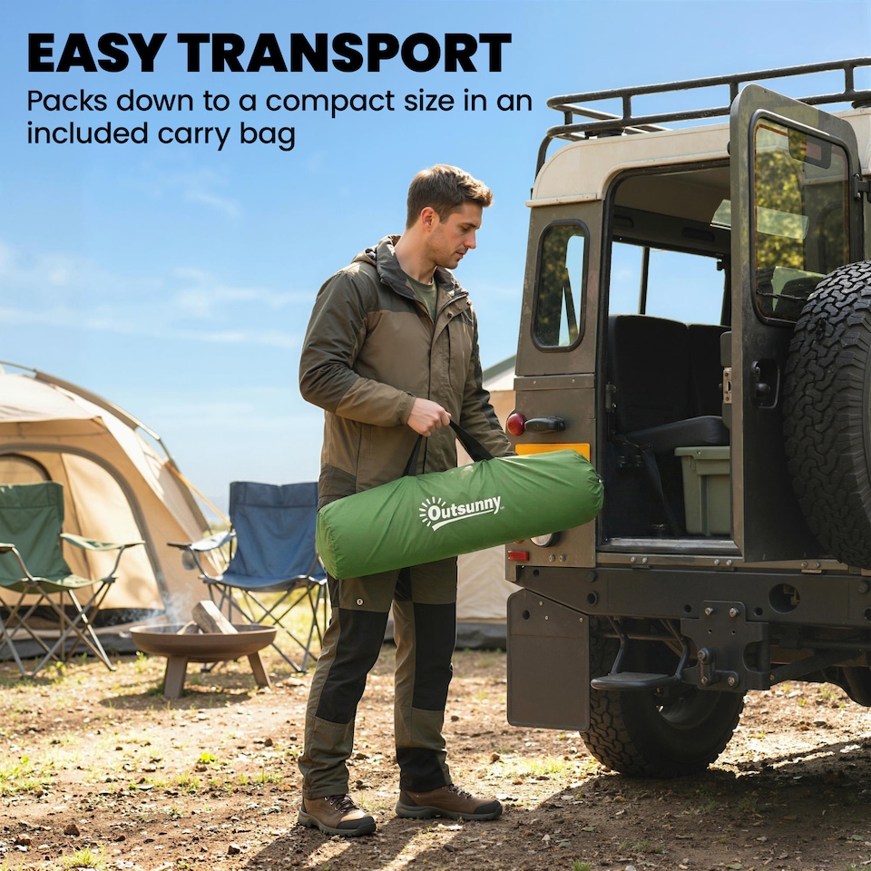 image 1 of Outsunny Camping Windbreaks with Clear Windows, 725 x 140cm | Green | Army Green | 725 x 140 cm