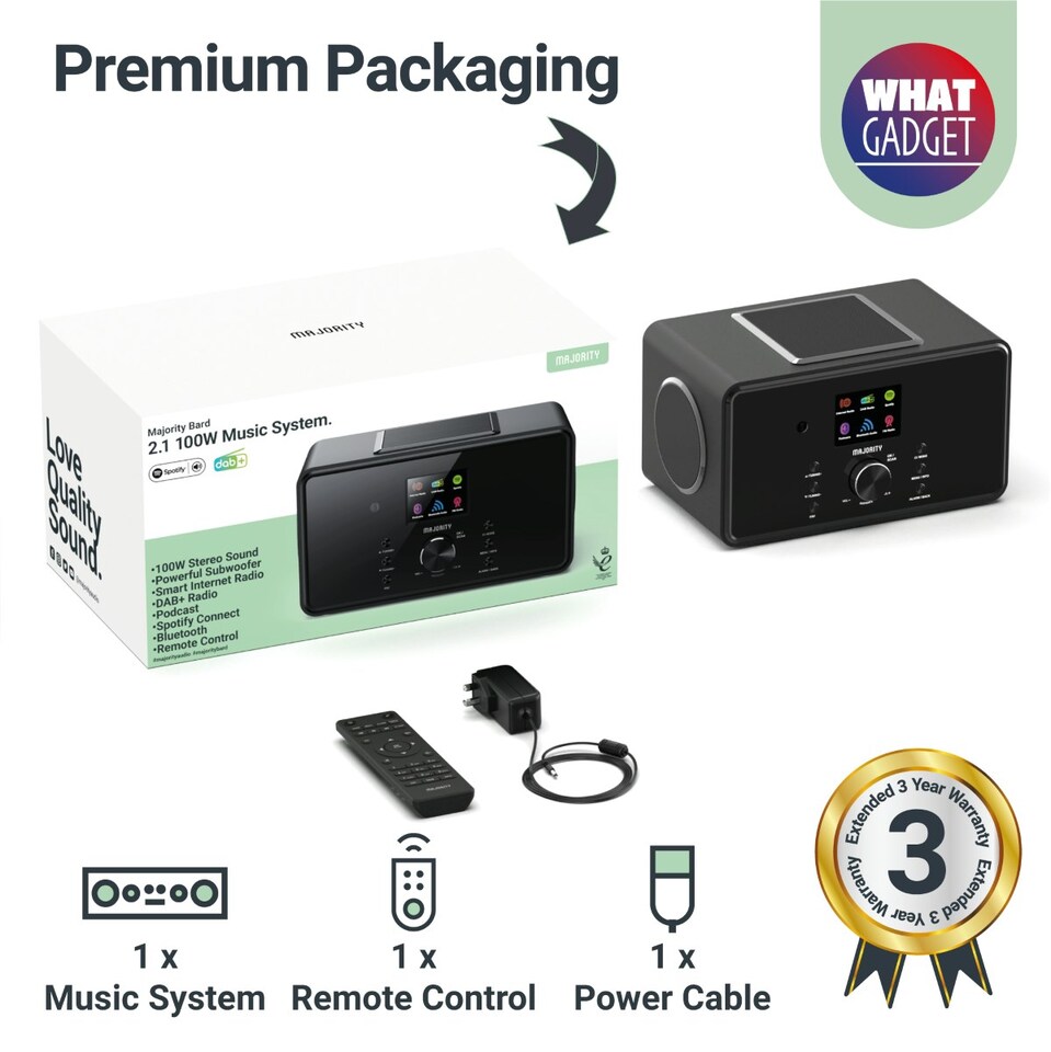 image 1 of Majority Bard Internet + DAB+ Radio Black