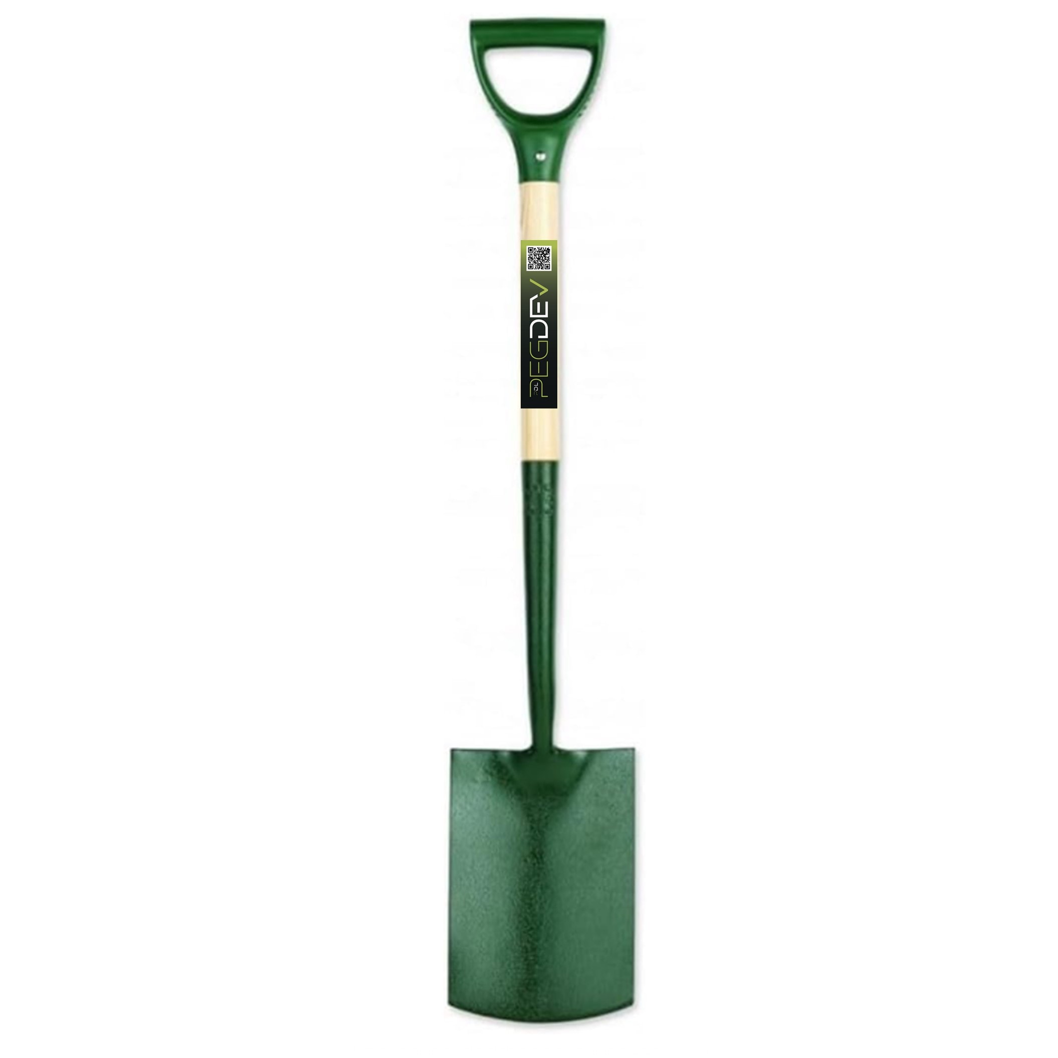 Pegdev Ergonomic Steel Garden Spade 28" Handle 2.2kg Weight 7.5" x 11.5" Blade Forged in Dark Green