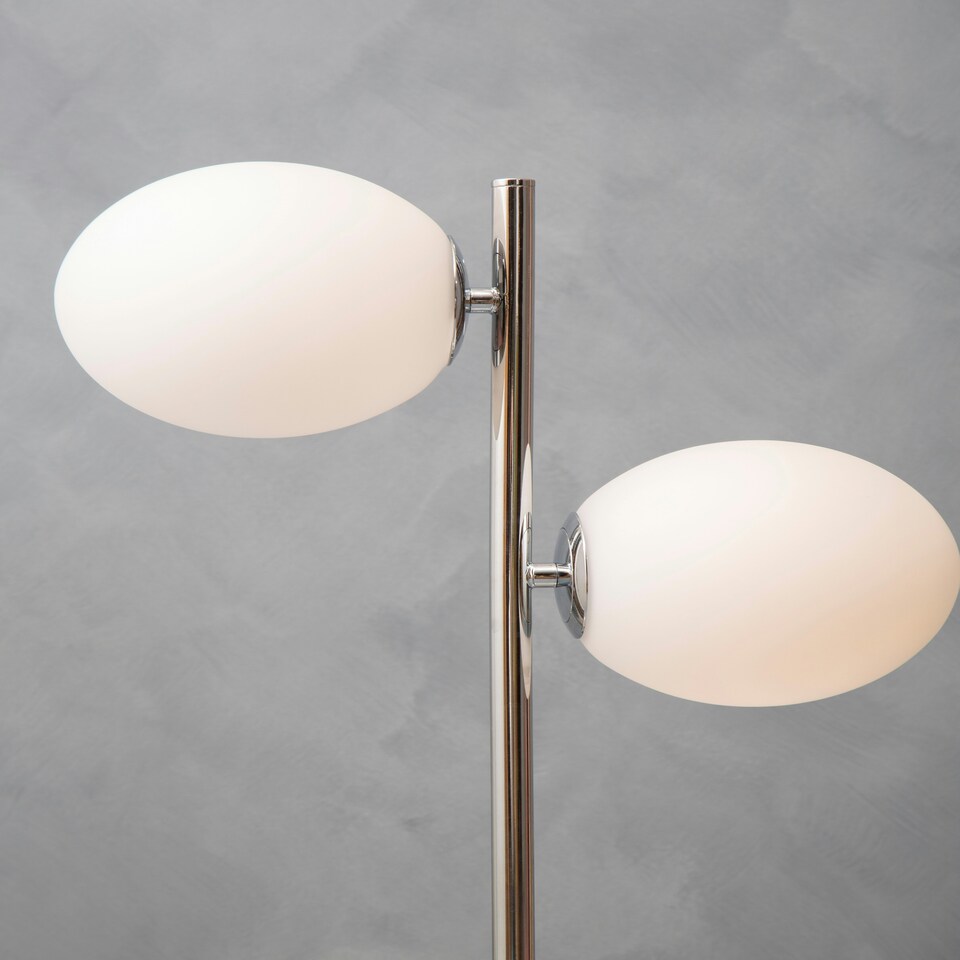 image 1 of Interiors by Premier White Glass With Chrome Table Lamp Silver