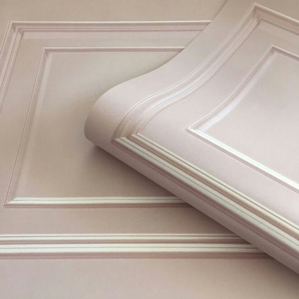 image 1 of Belgravia Amara Wood Panel Vinyl Textured Wallpaper - Blush Pink - 10m x 53cm Pink
