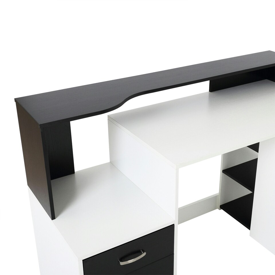 image 1 of HOMCOM Multi-Storage & Workstation Desk Table Storage Shelves Home Office