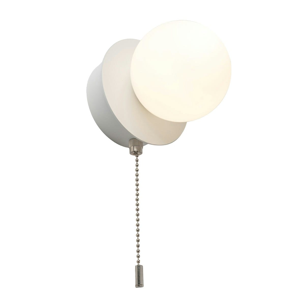 CGC Macie White Opal Globe LED Rechargeable Magnetic USB Bedside Wall Light Pull Cord Switch White White Base plate 9.5 cm, Globe: 8 cm diameter, Tota