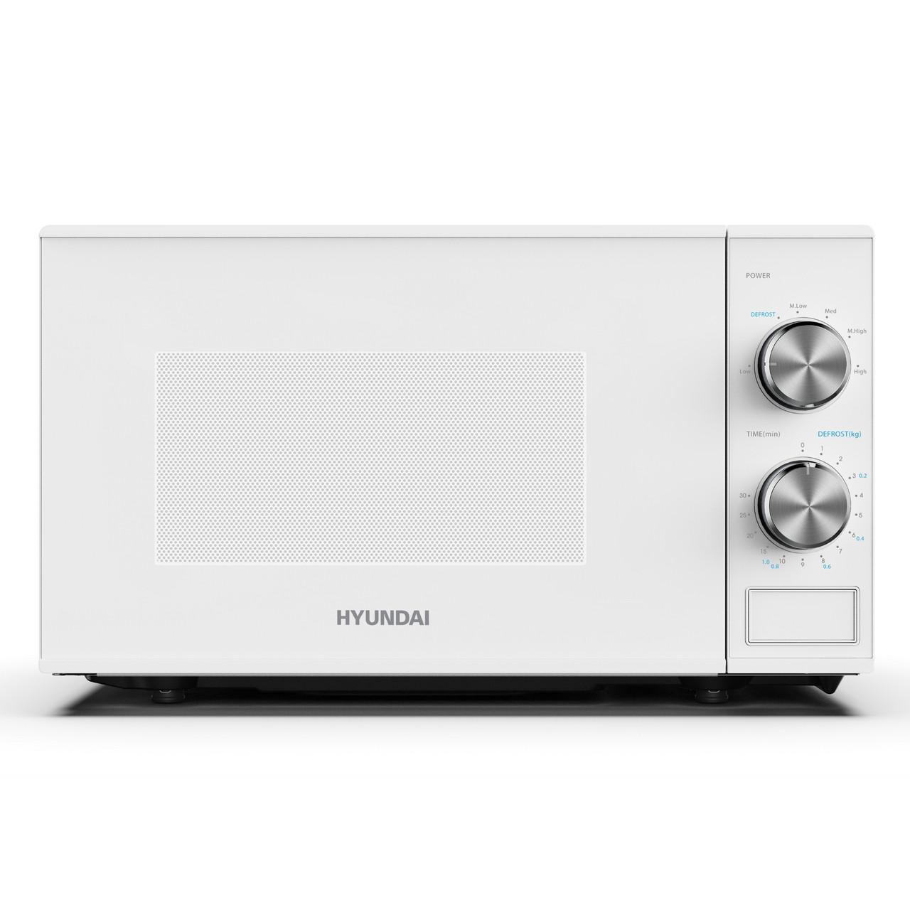 HYUNDAI 800W 20L Solo Microwave, Dial Control, Stainless Steel Interior White HYMW80020MW
