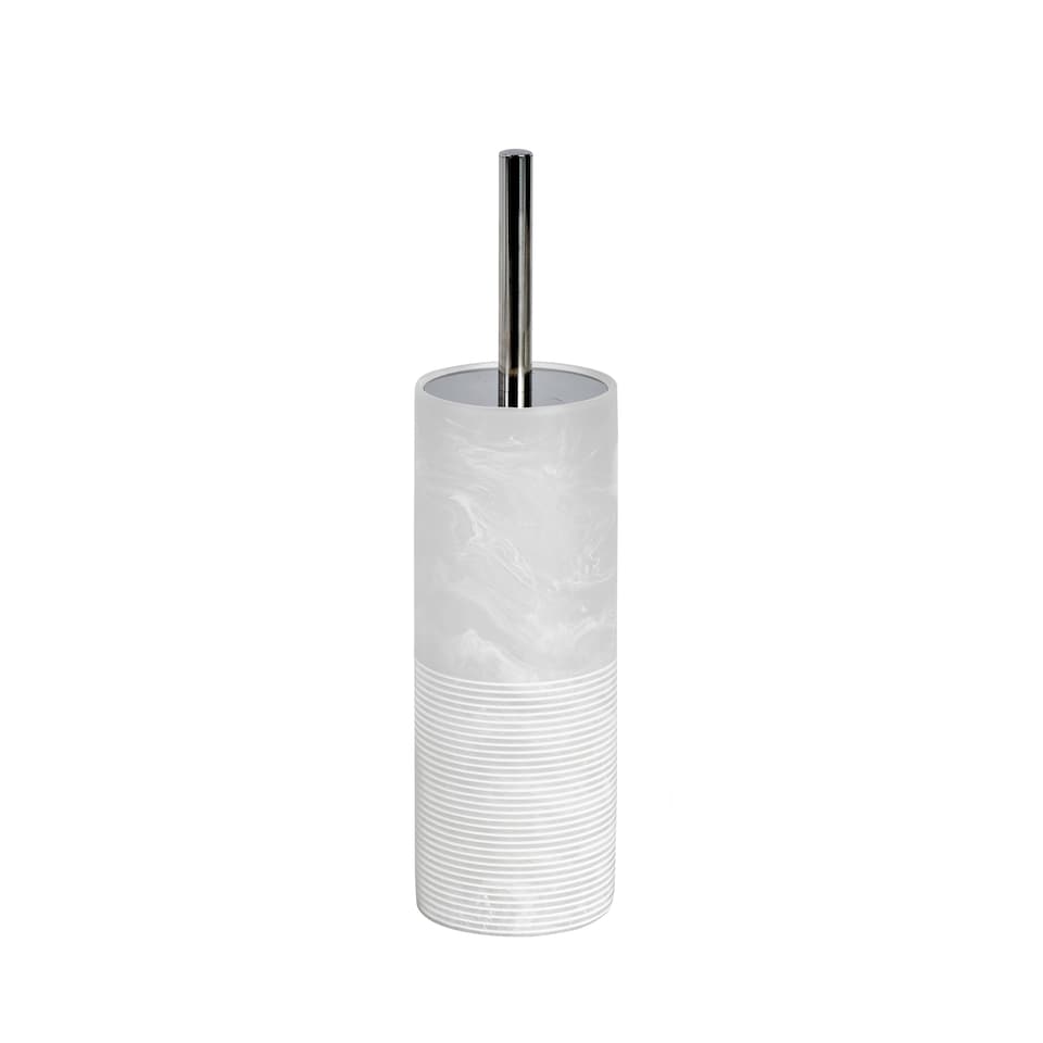 image 1 of Showerdrape Bianco Frost Onyx White Striped Toilet Brush & Holder