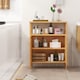 image 5 of COSTWAY Bamboo Side Storage Organizer Bathroom Floor Cabinet