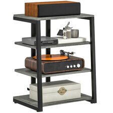 HOMCOM HiFi Rack Stand w/ 4-Tier Record Player Stand Dark Grey