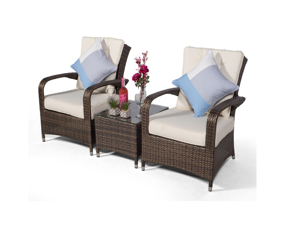 image 1 of Giardino Arizona 2 Seat Garden Lounge Chair Set | Brown | Brown