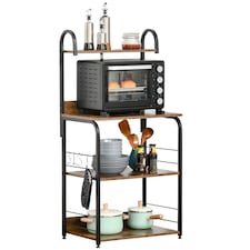 HOMCOM 4-Tier Baker's Rack with Storage, Microwave Stand with 4 Hooks