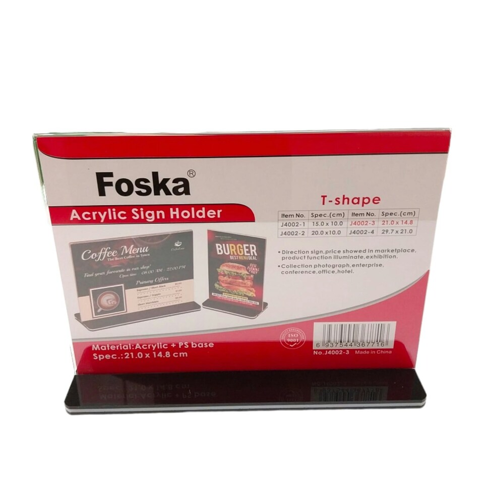 image 1 of Horizontal Design Acrylic Sign Holder 21 x 14.8cm