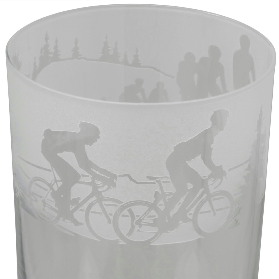 Animo Glass Highball Glass Etched Tumbler Cycling