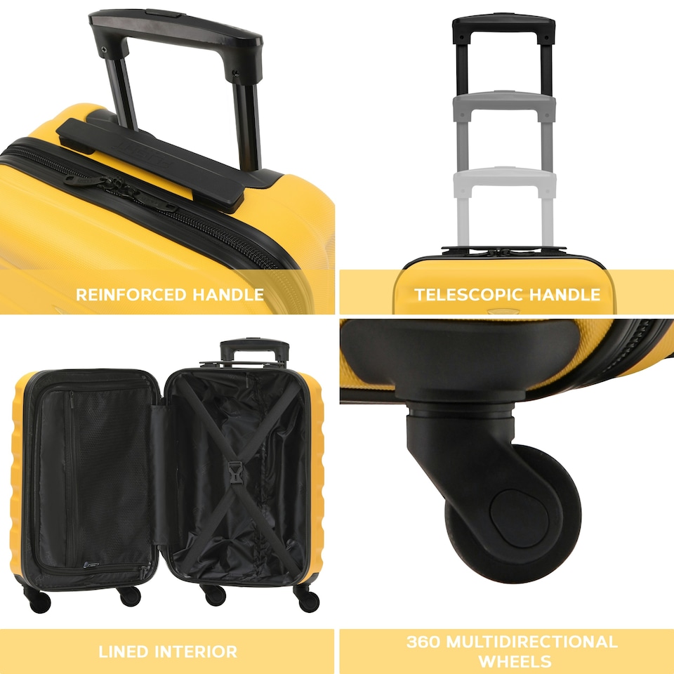 image 1 of Flight Knight 25" 4 Wheel ABS Hard Case Medium Suitcase 100+ Airlines Approved - easyJet, British Airways, Ryanair, Jet2, Emirates & Many More - Check-in | Yellow | Yellow/Black | Medium